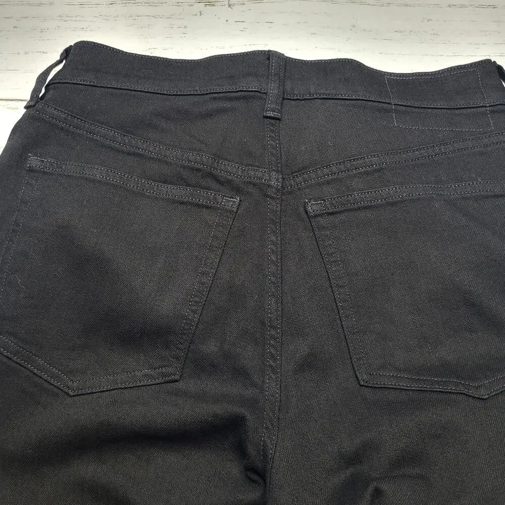 J Crew Denim Trouser‎ Jeans Wide Leg Black Semi Stretch High Rise Minimalist 28